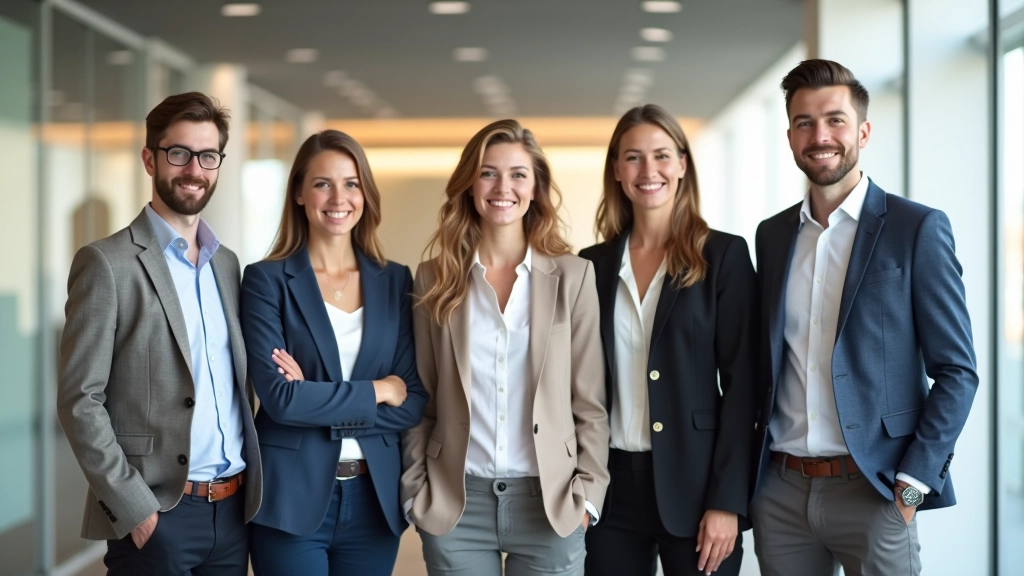 Skupina osob stojí spolu a slaví dosažené úspěchy a pokrok